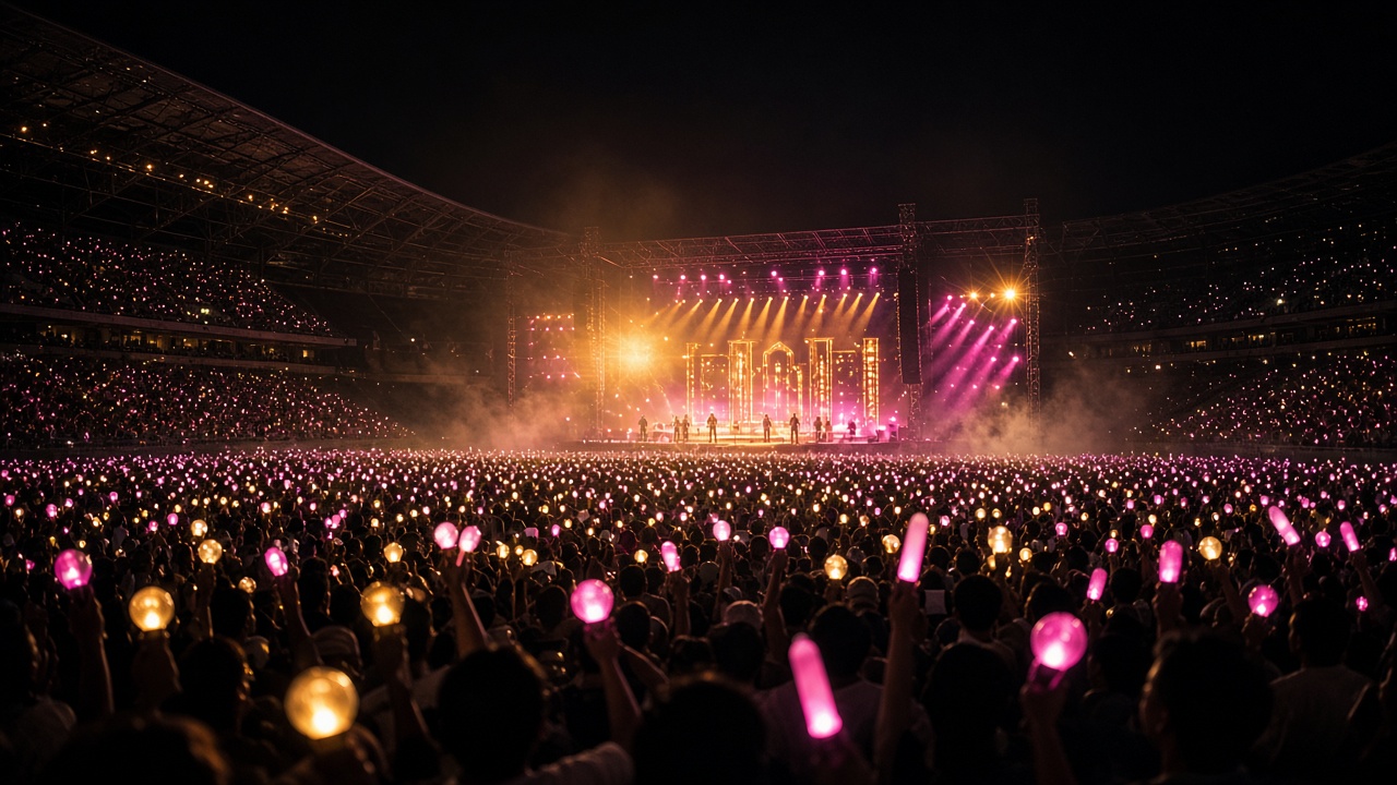 Concert crowd holding light sticks